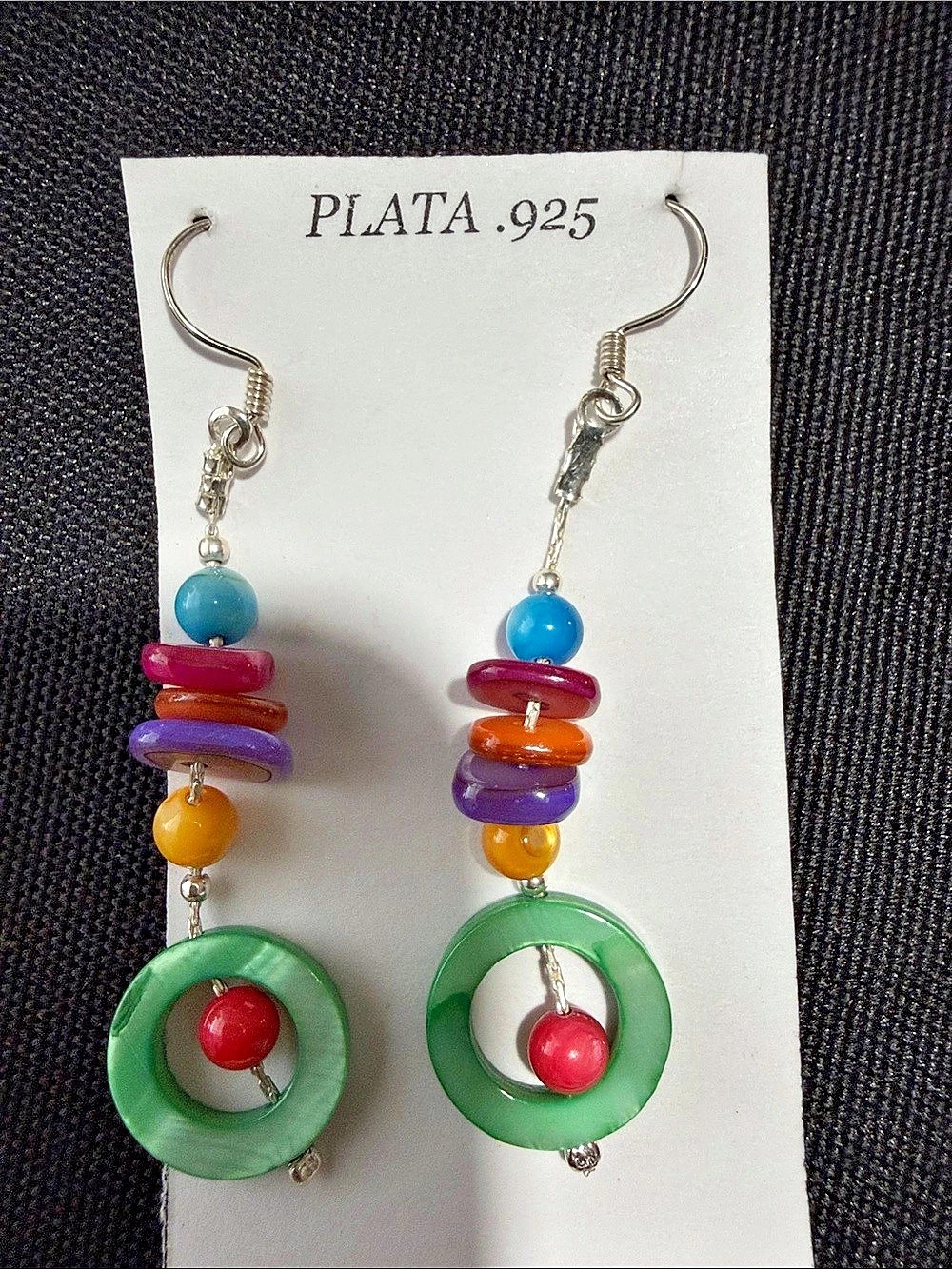 Multicolor Beaded Dangle Earrings Like New